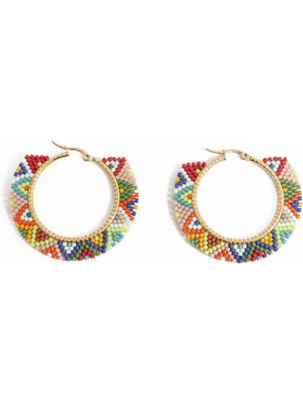 Handmade Beaded Hoop Earrings for Women – Lightweight Boho Seed Beads, Unique